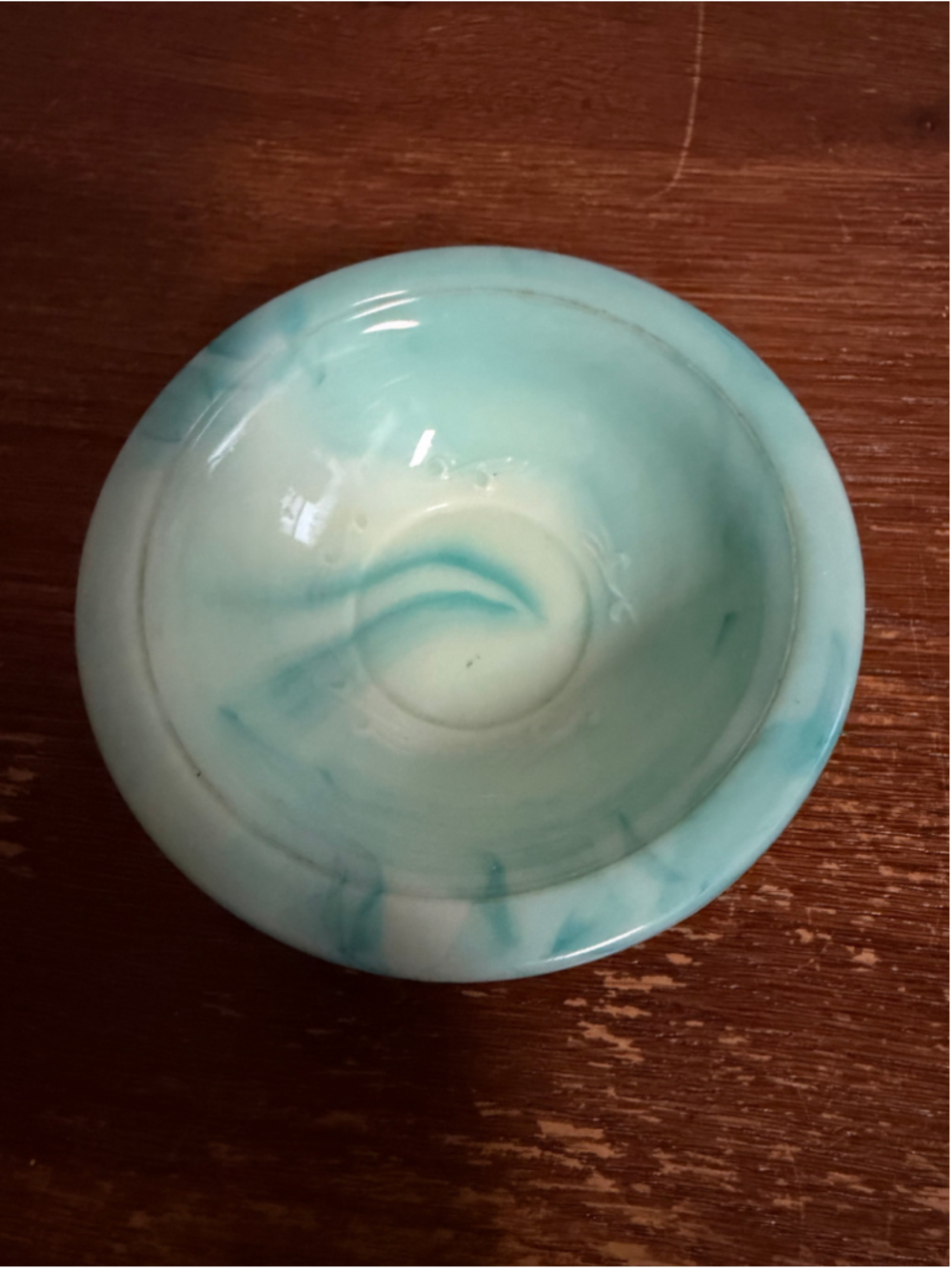 Vintage 1978 Avon Victoriana Blue Slag Glass Bowl Rose Floral 5” Vanity Dish